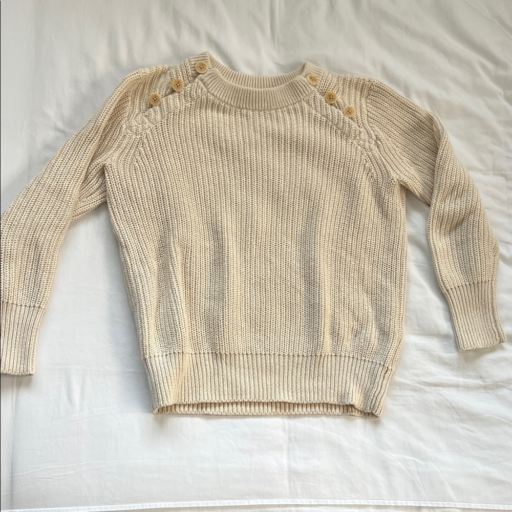 JCrew Cream Button-Detail Women's Sweater